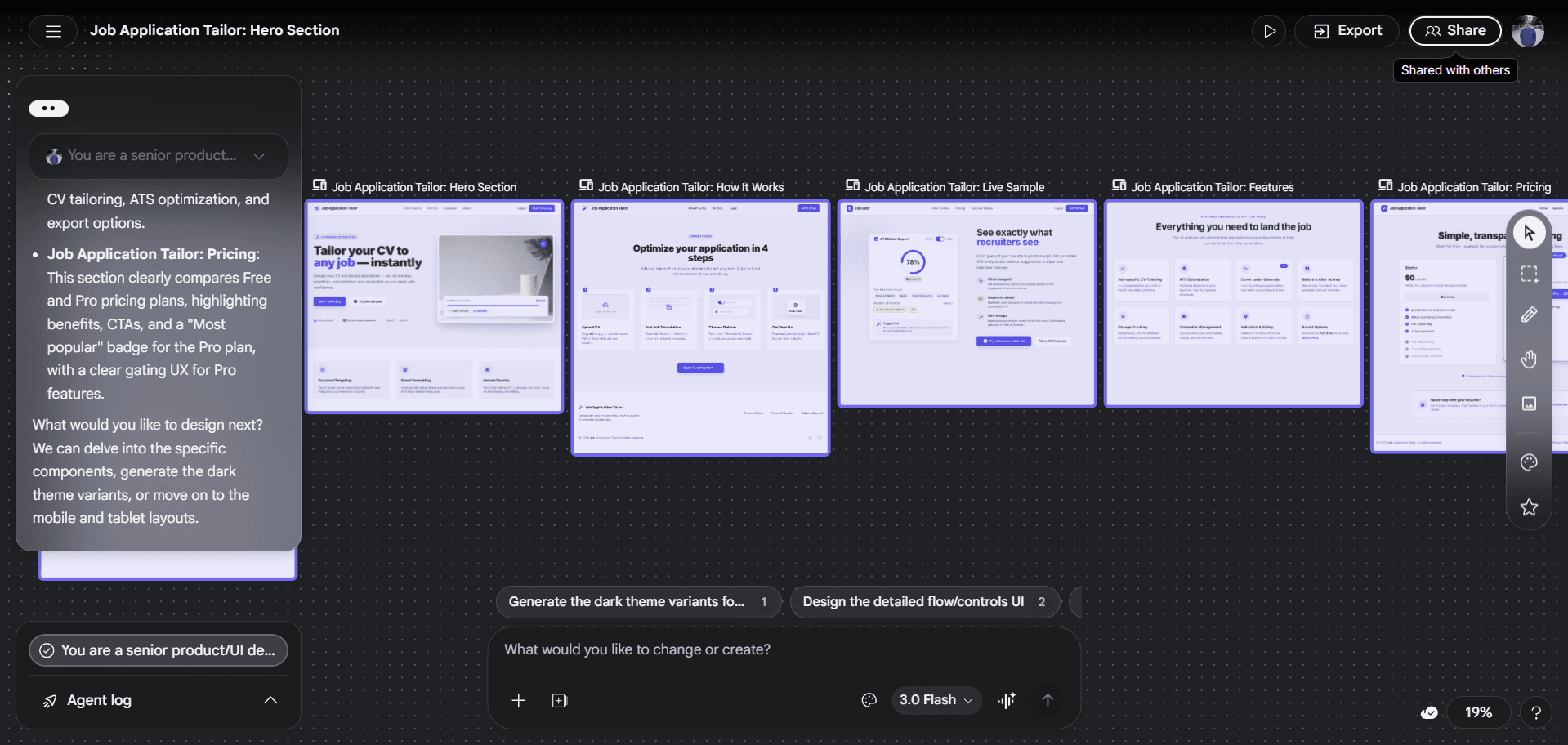 Job application tailor screenshots